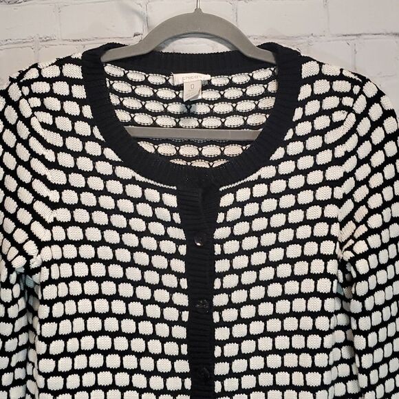 Chico's black and white button front cardigan - Picture 2 of 6